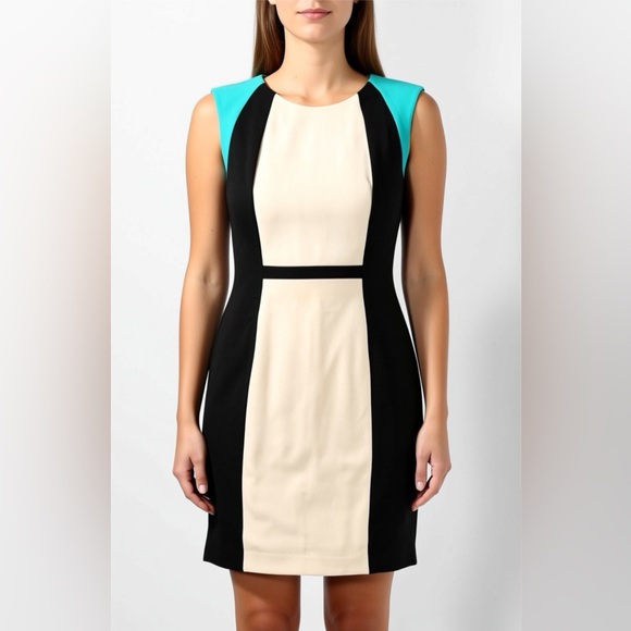 Name brand Sleeveless Dress - Black, Cream, and Blue made be stretchable fabric - Picture 5 of 5